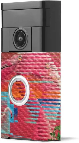 Miniatura 4 de MightySkins - Piel de fibra de carbono para timbre de video con anillo – Madera abstracta Acabado de fibra de carbono texturizado protector