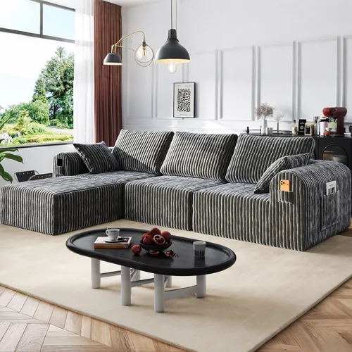 Miniatura 28 de Sofás modulares de pana otomana de 28.74 pulgadas para sala de estar, taburetes de sofá sin hueso, no requiere montaje, sofá profundo en una caja