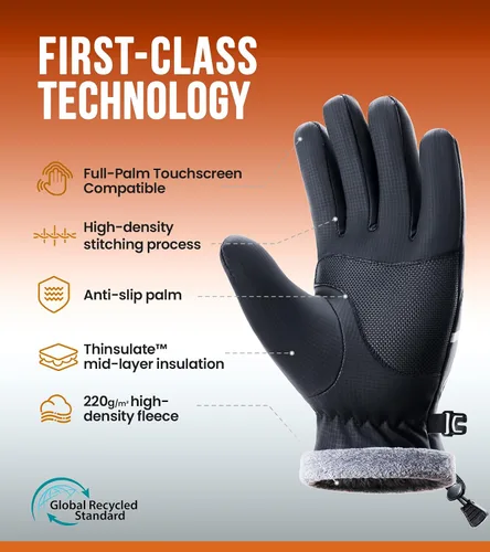 Miniatura 8 de PULIOU Guantes térmicos impermeables de invierno para hombres y mujeres, para clima frío, resistentes al viento, guantes de nieve con dedos