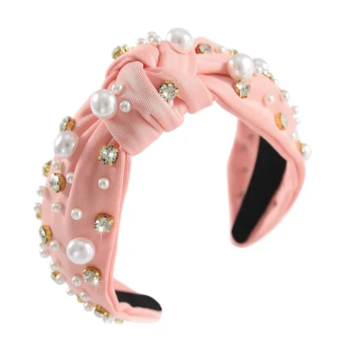 Miniatura 47 de Diadema anudada con joyas para mujeres y niñas, diadema de diamantes de imitación de cristal brillante, nudo superior ancho para mujer, diadema Negro