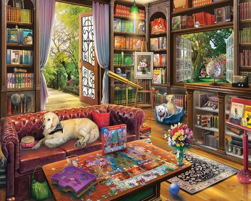 White Mountain Rompecabezas de 1000 piezas acogedor para amantes de los libros con piezas grandes para adultos y familia de 24 x 30 pulgadas -