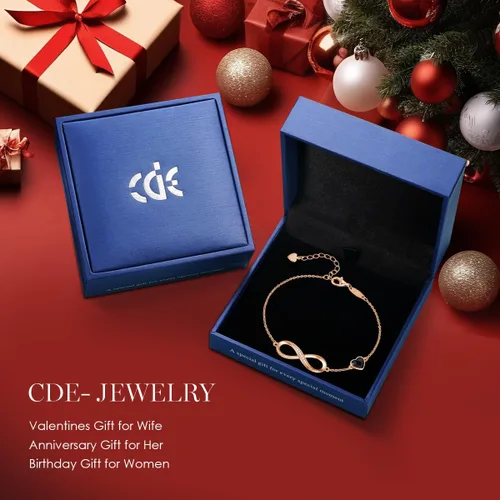 Miniatura 6 de CDE Pulsera de eslabones con símbolo de corazón infinito para mujer, plata de ley 925, acero inoxidable, ajustable, joyería de aniversario, día