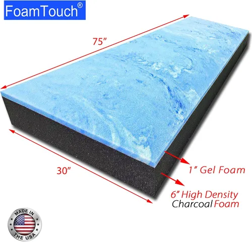 Miniatura 21 de FoamTouch Colchón litera de 7 pulgadas de alto x 28 pulgadas de ancho x 72 pulgadas de largo (solo espuma), carbón, sin funda