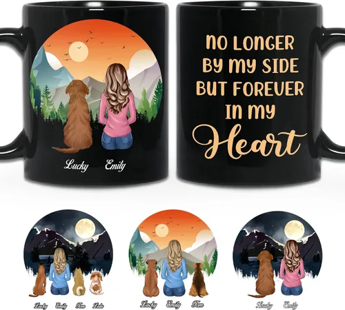 Miniatura 11 de WHIDOBE Taza personalizada de perro (niña – perro) personalizada de 11 onzas, 15 onzas con avatares, nombres, razas – Taza «Dog Mom» para mujeres