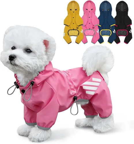 Miniatura 7 de Chubasquero para Perro, Chaqueta de Lluvia Impermeable para Perro con Capucha, Abrigo de Lluvia con Agujero para Correa, Correa Reflectante
