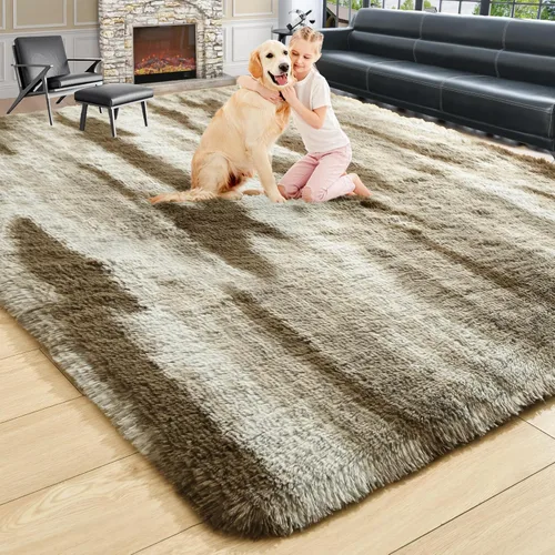 Miniatura 103 de Noahas - Alfombra suave y afelpada para habitación de niña y sala de estar, colorida, decoración para guardería, teñido anudado arcoíris, azul
