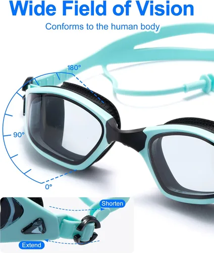 Miniatura 6 de seasprint Gafas de natación, visión súper clara, gafas de natación para adultos, adecuadas para todo tipo de programas de natación Espejo verde