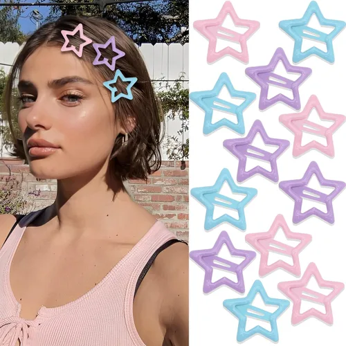 Miniatura 13 de NAISKA Pinzas para el cabello con diseño de estrella negra, antideslizantes, accesorios para niñas y mujeres (12 unidades)