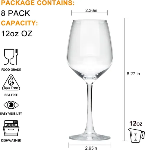 Miniatura 2 de Juego de 8 copas de vino de 12 onzas, para vino tinto o blanco, banquete de alta gama, boda, copas de regalo, fiesta, bar, aniversario, inauguración