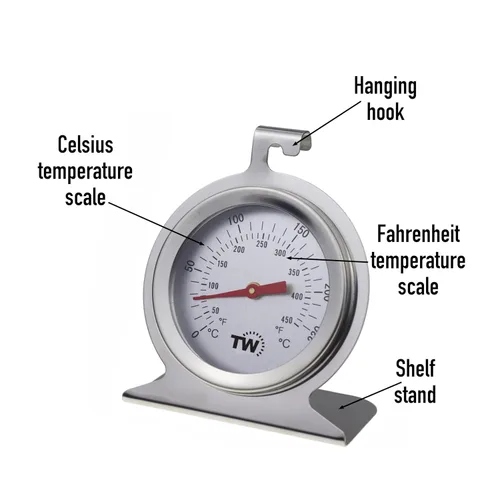 Miniatura 5 de Thermometer World Termómetro de horno para hornos eléctricos y de gas, medidor de temperatura del horno, termómetro sin enjuague en el horno, acero