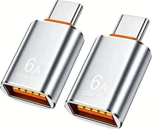 Miniatura 18 de BOMIE Adaptador USB C a USB, paquete de 10 unidades, 6A 120 W, carga rápida, transferencia de datos de 10 Gbps, USB C macho a USB 3.2 hembra OTG