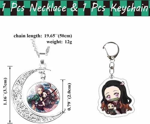 Miniatura 4 de EMISOO Demon Slayer - Juego de regalo de manga con cordón, mochila japonesa con cordón, calcomanías, cara M-asks, cordón, llaveros, botones