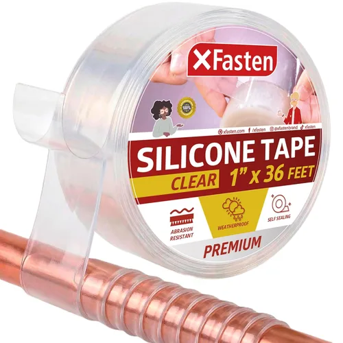 XFasten Cinta autoadhesiva de silicona, para fusión 1 pulgada X 36 pies, Transparente
