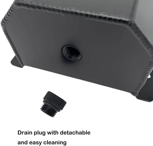 Miniatura 4 de Tanque de expansión de desbordamiento de refrigerante de radiador de aluminio universal de 1L Tanque de agua de recuperación Depósito (Negro)