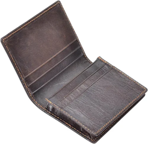 Miniatura 2 de HAWEE Billetera de bolsillo frontal plegable para hombre, de piel auténtica, con bloqueo RFID, tarjetero