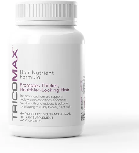 Tricomax Suplemento para el crecimiento del cabello, apoya el cabello más grueso, más lleno y reduce la caída, ingredientes clínicamente estudiados,