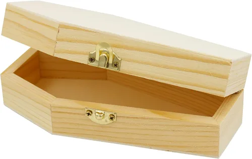 Miniatura 2 de Creative Hobbies Ataúdes funerarios pequeños de madera sin terminar de 6 pulgadas, tamaño de 6 x 3 x 1.75 pulgadas, rellenables para fiestas