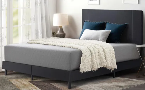Miniatura 4 de Base de cama individual con cabecera de plataforma de cama, marco de cama resistente de tablón, sin necesidad de caja de resorte, sin ruido y fácil