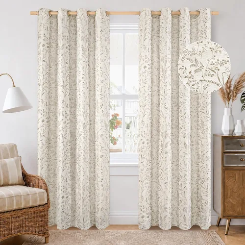 Miniatura 14 de BGment Cortinas de lino beige para dormitorio de 63 pulgadas de largo, cortinas de ventana con ojales y ojales para ventana de sala de estar, 2