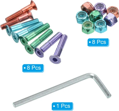 Miniatura 3 de PATIKIL Kit de herramientas para patineta, tornillos de montaje de 1 pulgada, tornillos de cabeza hexagonal, juego de tuercas con llave
