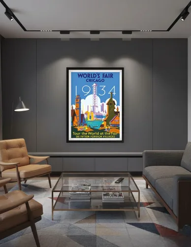 Miniatura 7 de 1934 World Fair Chicago - Tour the World at the Fair - Póster de viaje vintage de Weimer Pursell c.1934 - Impresión artística maestra (sin marco) 9