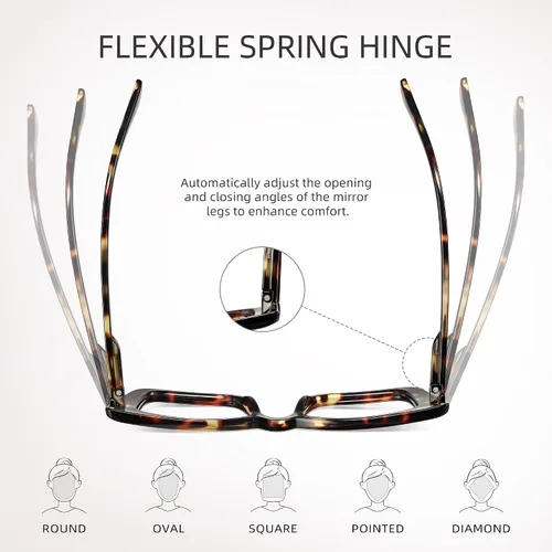 Miniatura 4 de 3 Pack Reading Glasses for Women Oversized Square Reading Glasses Blue Light Blocking Spring Hinge Readers