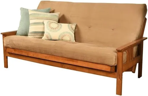 Miniatura 7 de Kodiak Furniture Colchón de futón de resorte de 8 pulgadas, tamaño matrimonial, colchón para sofá cama, lino aguamarina, marco no incluido