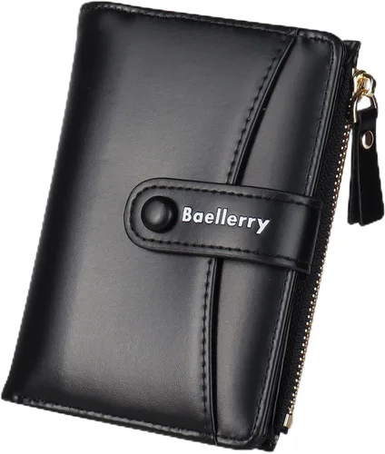Cartera pequeña para mujer, billetera de cuero plegable con bloqueo RFID, bolsillo con cremallera, ventana de identificación para mujeres y niñas,