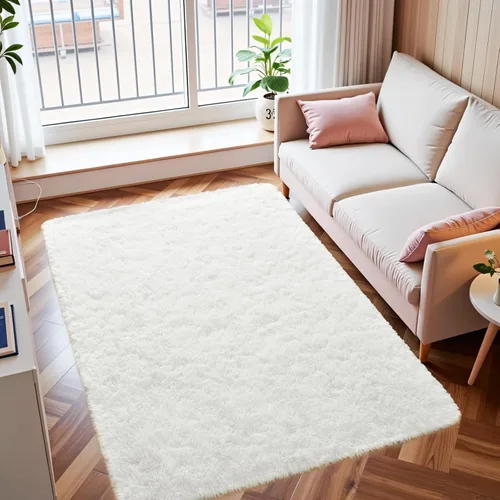 Miniatura 29 de Macgace - Alfombras pequeñas para dormitorio, 2 x 3, beige, antideslizante, alfombra de área, súper suave, de felpa esponjosa, alfombra moderna