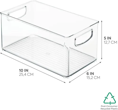 Miniatura 2 de InterDesign iDesign - Contenedor organizador de plástico para refrigerador y congelador con asas integradas, 10 x 5 x 6 pulgadas, transparente