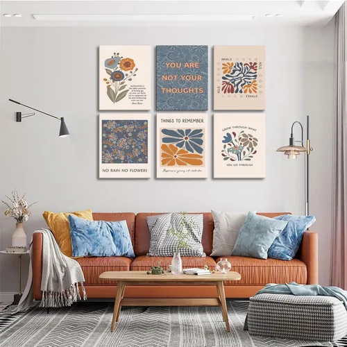 Miniatura 5 de 6 lienzos de salud mental para pared, estilo bohemio, psicología motivacional, decoración de pared, fotos, terapia, oficina, arte de pared