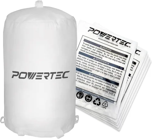 Miniatura 7 de POWERTEC 70002 Bolsas de plástico transparente para recolección de polvo, 20 x 43 pulgadas, bolsas colectoras de polvo para máquina con tambor