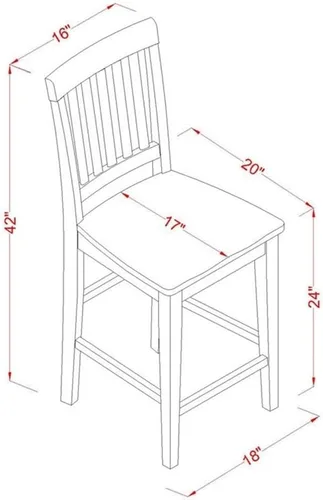 Miniatura 6 de East West Furniture EDVN5-MAH-W - Juego de mesa de comedor de 5 piezas de altura para mostrador de cocina, incluye una mesa redonda de pub