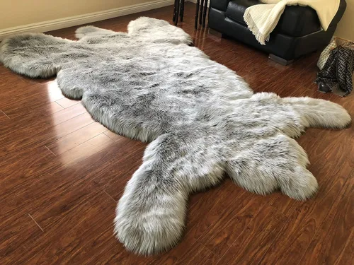 Miniatura 12 de LAMBZY - Alfombra de piel de oveja sintética súper suave hipoalergénica sedosa, estilo peluche de oso, para sala de estar, habitación de niños, sofá