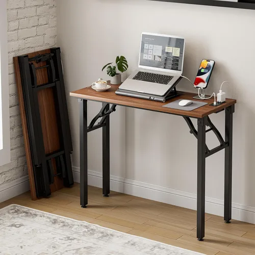 Miniatura 10 de Frylr Pequeño escritorio plegable para computadora, mesa portátil de 35.8 pulgadas para manualidades y estudio, escritorio ligero para espacios