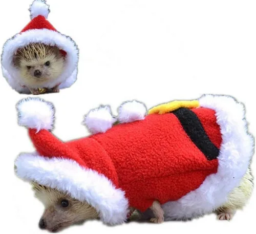 Miniatura 6 de Ropa de erizo, disfraz de Navidad, traje de Papá Noel, ropa de animal pequeño, forro polar hecho a mano, sudadera con capucha de erizo, accesorios