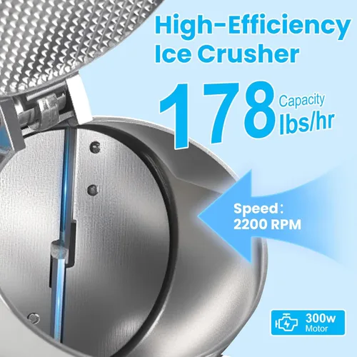 Miniatura 4 de picadora de hielo eléctrica de doble cuchilla, 143 libras/hora, afeitadora de hielo de 300W, máquina de hielo raspado de 2200 RPM con cuchilla extra