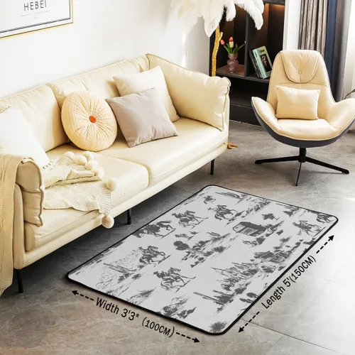 Miniatura 2 de Erosebridal Cowboys - Alfombra antideslizante de 3 x 5 pies, alfombra de caballos occidentales, tapete decorativo para interiores, montañas