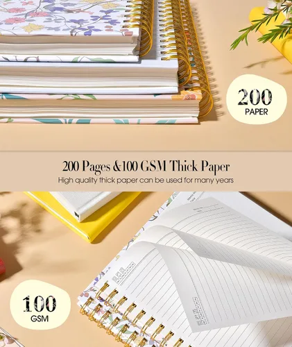 Miniatura 4 de Diario en Espiral Lindo para Mujeres, Cuaderno de 200 Páginas con Líneas 8.5” x 11”, A4 de Gran Tamaño con Tapa Dura en Espiral con Papel Grueso