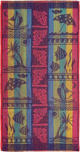 Miniatura 7 de Ipanema - Toalla de playa de viaje jacquard de rizo de 30 x 60 pulgadas, diseños surtidos, delfín, conchas marinas, peces, vela, 100% algodón