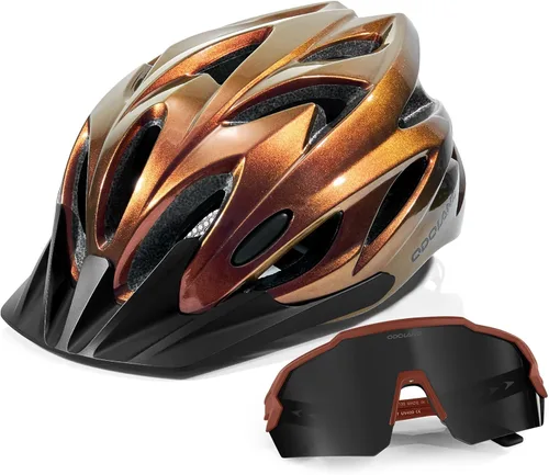 Miniatura 11 de Odoland Conjunto de casco de bicicleta para adultos y lentes de sol de ciclismo para hombres y mujeres, casco de bicicleta certificado de seguridad