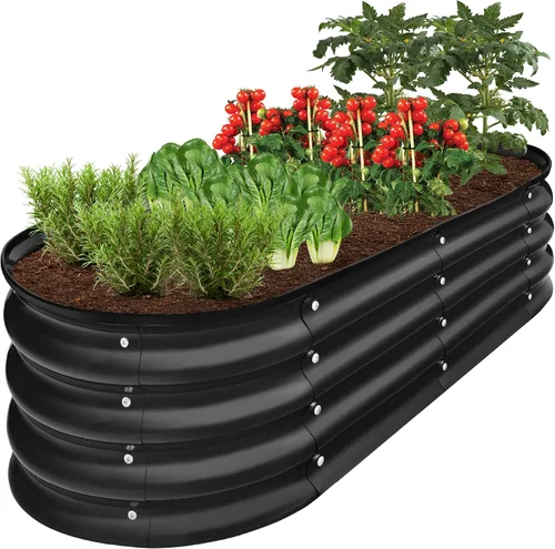 Miniatura 18 de Best Choice Products Cama de jardín elevada de metal para exteriores de 8 x 2 x 1 pies, maceta ovalada de raíces profundas para verduras, flores
