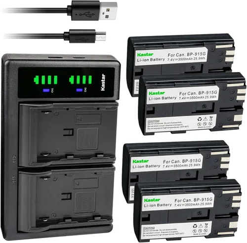 Miniatura 8 de Kastar Paquete de 3 baterías BP-915G y cargador USB LTD2 compatible con Canon C2, FV1, DM-MV1, DM-MV10, DM-MV20, E1, E2, E30, E65AS, EOS C100, C100