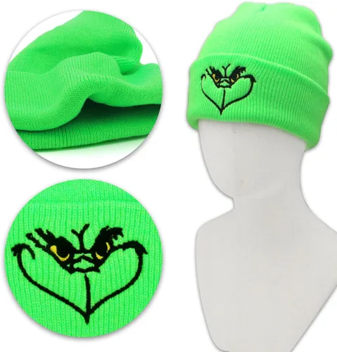 Miniatura 3 de Gorro de Navidad verde de Navidad, gorro cálido y holgado, suave para invierno, divertido gorro de Navidad para hombres y mujeres