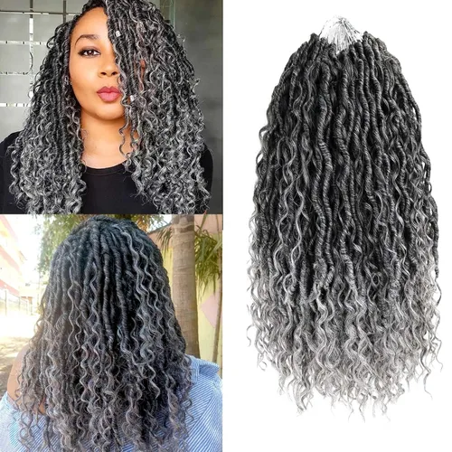Miniatura 24 de Copper Goddess Faux Locs Cabello de Ganchillo con Puntas Rizadas, 7 Paquetes de 14 Pulgadas Boho Goddess Locs Cabello de Ganchillo, Cabello