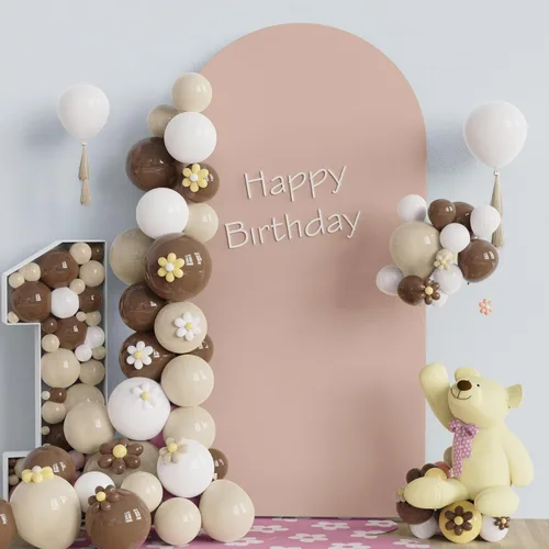 Miniatura 13 de Fomcet Cubierta de Arco de Boda de 6 Pies Beige Spandex Tela Ajustada Cubierta de Telón de Fondo de Arco Parte Superior Redonda Cubiertas de Telón