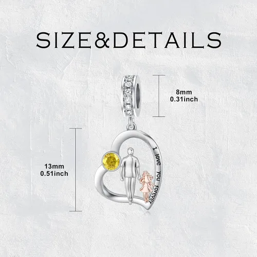 Miniatura 208 de PROESS Dije para padre, madre e hija, pulsera de plata de ley para pulseras, regalos de cumpleaños, día de San Valentín, para hija, madre, amante