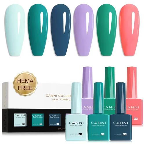 Miniatura 32 de CANNI Kit de esmalte de uñas de gel, 6 colores, rosa nude, 0.3 fl oz, tonos de piel, uñas francesas, marrón neutro, kit de uñas de gel para remojar