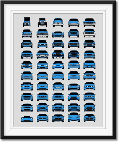 Miniatura 9 de Custom Car Posters Handmade Poster compatible with Ford Evolution Print Wall Art Décor of the Best of Ford Generations - American, 8x10 Satin Print