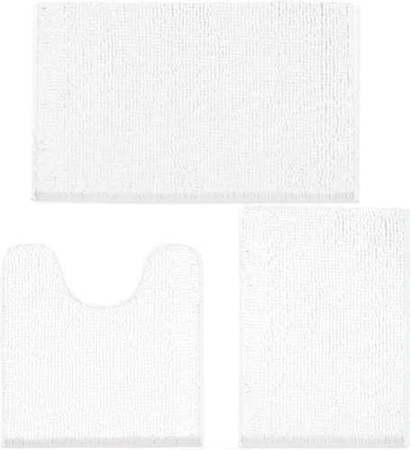 Miniatura 10 de Tapete de baño lavable a máquina, absorbe de agua, es antideslizante, suave y de microfibra, felpilla+F199:G228, Beige, 3 PCS